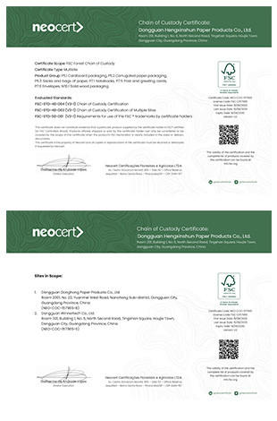 XQY FSC Chain of Custody Certificate